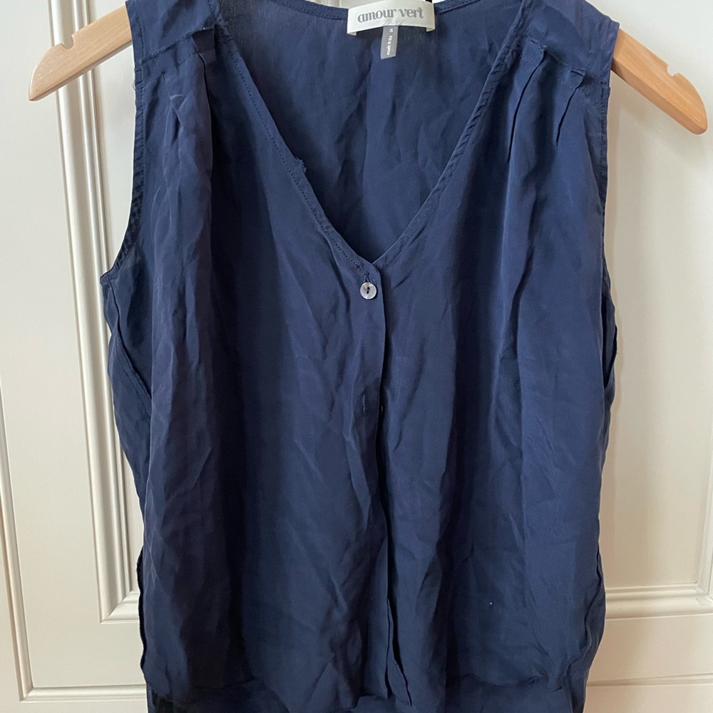 Amour Vert blue silk top - size S - good condition